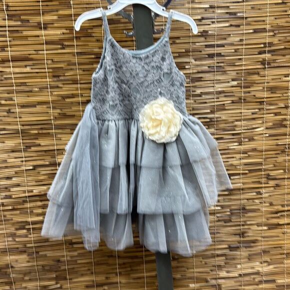 Pink & Violet Little Girls Sleeveless Glitter Mesh Skirt Dress - Gray Size 5 - Picture 2 of 3